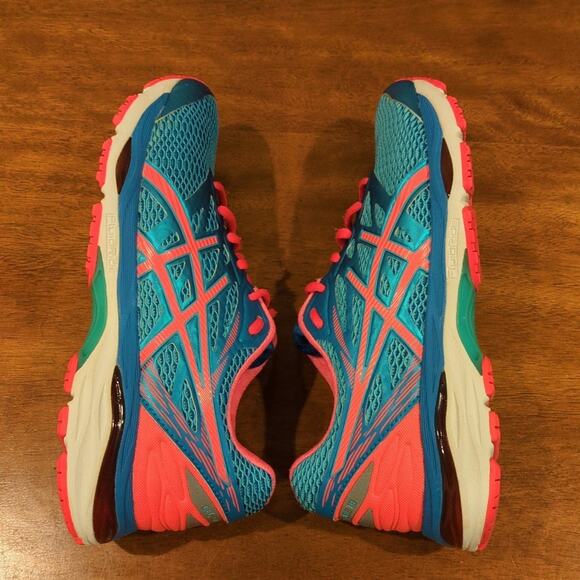 Asics GEL-Cumulus 18 Metallic Blue Orange Running Shoes size 7 - Picture 6 of 7